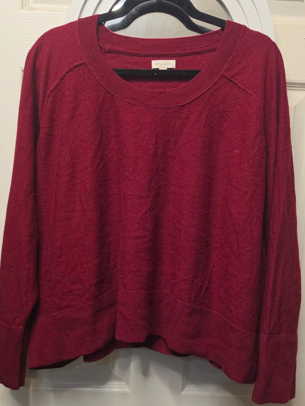 Pilcro Wine Red Crewneck Pullover Sweater